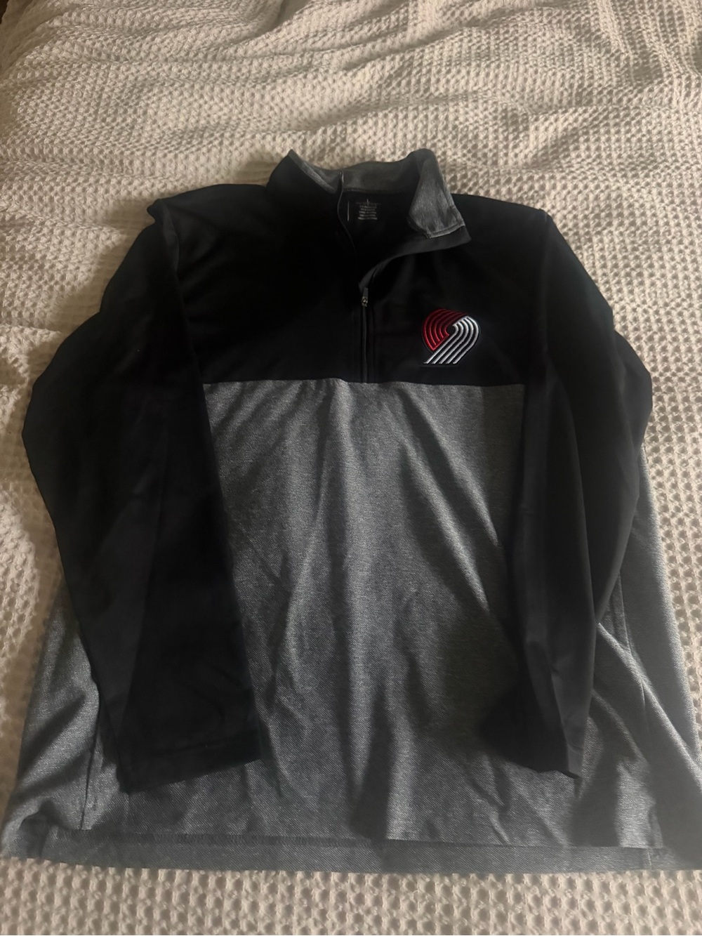 Men's Portland Trail Blazers Black & Gray Quarter-Zip Pullover